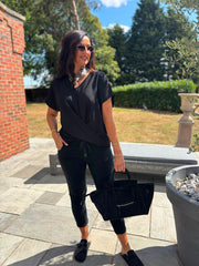 Black Twist Drape Top Jacqueline