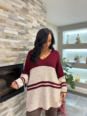 Wine Block Stripe Jumper Bethany