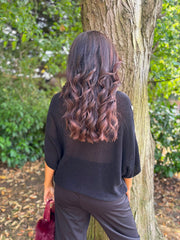 Black Button Sleeve Knit Augustine