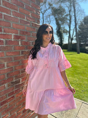 Pink Embroidered Ruffle Dress Taylor