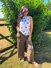 Chocolate Polka Dot Trousers Michaela