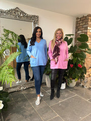 Blue Fringed Pocket Knit Ruth