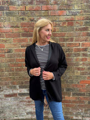 Black Striped Super Soft Round Neck