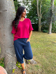 Raspberry Reverse Seam Knit Georgina