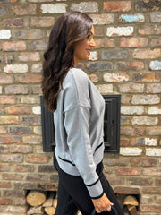 Grey Contrast Trim Shimmer Cardi Ophelia