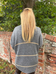 Grey Striped Roll Neck Knit Rachel