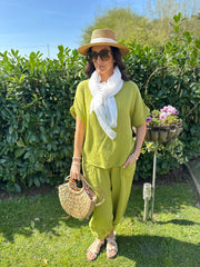 Olive Bubble Cotton Trouser Set Jasmine