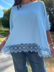 Blue Lace Hem Tee Beryl
