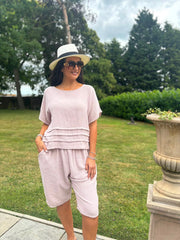 Rose Textured Stripe Detail Co-Ord Tamara