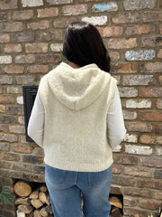 Stone Sleeveless Knitted Hoodie Sherida
