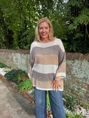 Mocha Striped Knit Pamela