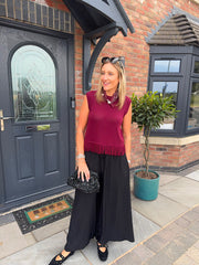 Wine Fray Bottom Knitted Vest Grace
