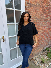 Black Cosy Diamond Knit Sofia
