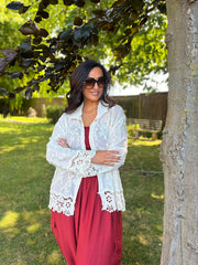 Stone Textured Lace Hem Shirt Dina
