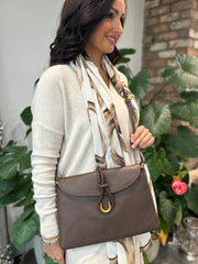Chocolate Braid Fasten Shoulder Bag