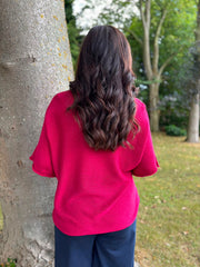 Raspberry Reverse Seam Knit Georgina