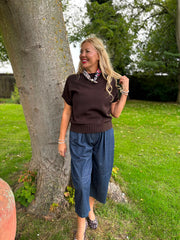 Chocolate Ribbed Detail Knit Petra