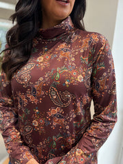 Chocolate Paisley Super Soft Roll Neck