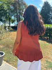 Rust Broderie Hem Vest Cordelia