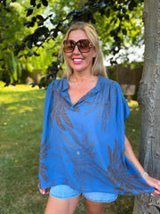 Dark Denim Palm Leaf Top Millie