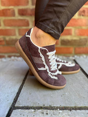 Chocolate Harper Lace Detail Trainer