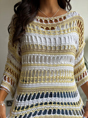 Lemon Premium Striped Loose Knit Shona