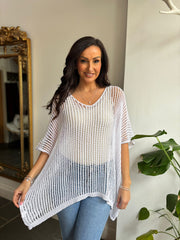 White Open Weave Knit Peyton
