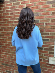 Blue Fringed Pocket Knit Ruth