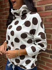 Chocolate Polka Dot Super Soft Sweat Top Lisa