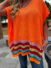 Orange Striped Hem Loose Knit Jenna