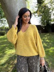 Mustard V Neck Knit Roxanne