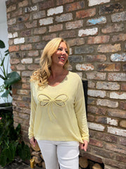 Lemon Textured Bow Shimmer Knit Thea