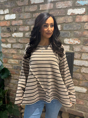 Mocha Striped Knit Top Danielle