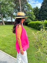 Raspberry Embellished Tree Of life Vest Top Olivia