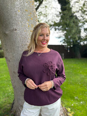 Grape Ribbed Flower Top Mika