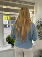 Blue Sequin Sparkle Knit Sabrina