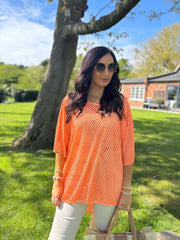 Orange Shimmer Loose Weave Top Jasmine