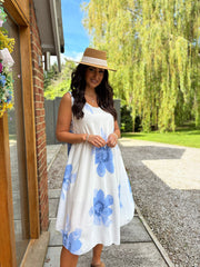 Light Blue Floral Print Dress Yvonne