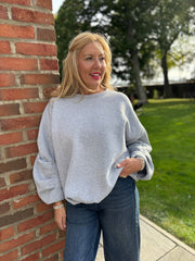 Grey Oversized Pleat Detail Sweatshirt Roxy