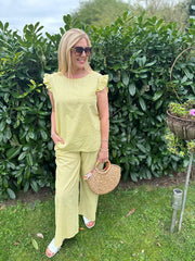 Yellow Gingham Frill Sleeve Set Evie