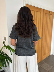 Black V Neck Shimmer Knit Cassie