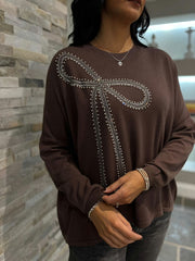 Chocolate Embellished Bow Jumper Kelsey