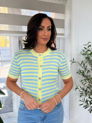 Lime Striped Knitted Cardi Evie