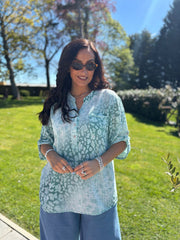 Mint Ombre Leopard Print Blouse Madison