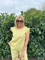 Yellow Gingham Frill Sleeve Set Evie