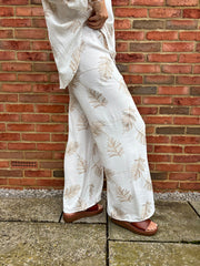 White Leaf Wide Leg Trousers Josephine