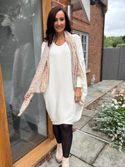 Antique Cream Ribbed Knit Dress Yasmin