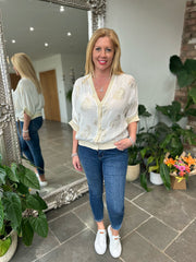 White Gold Trim Paisley Jacket