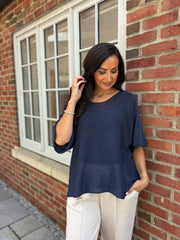 Navy Cotton Reverse Seam Knit Jo