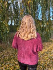 Wine Shimmer V Neck Knit Seren